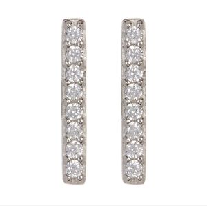 Sterling Silver Swarovski Crystal Accented Bar Stud Earrings